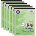 Real Images Sketch Pad, Standard Weight, 9in. x 12in., 100 Sheets Per Pad, 6PK PMMK50146